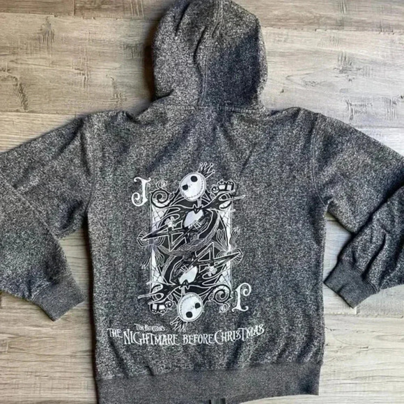 Disney Parks Kids XL Authentic Original Hooded Sweater Nightmare Xmas Skellingto - Picture 2 of 9